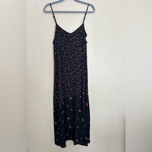 The Nines by HATCH Black and Pink Floral Maxi Dress